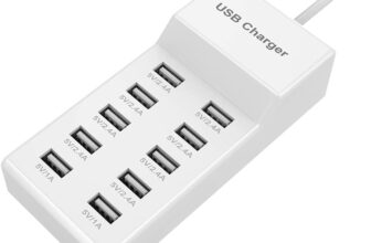 10-Port USB Wall Charger Station with Rapid Charging Auto Detect Technology Safety Guaranteed Family-Sized USB Ports $18.69 (22%Off)