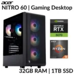 [Prebuilt] Acer Nitro 60 Gaming Desktop NVIDIAGeForceRTX5070 32GB RAM 1TB SSD Ryzen9 Refurb | eBay – $1229