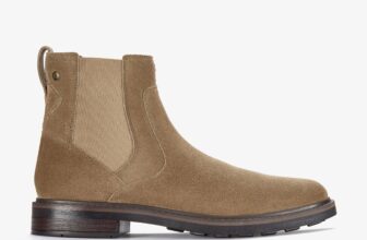 Clarks Dark Sand Suede Chelsea Boot – $49. Most sizes available.