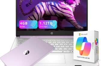 [Amazon] HP 14″ Laptop: 13th Gen Intel 4-Core, 4GB RAM, 1.12TB Storage (128GB UFS + 1TB Docking Station), AI Copilot, Lavender Purple – $288.99 (41% Off)
