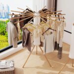 Clothes Drying Rack Tripod, 16 Wooden Poles,Retractable,Foldable $59.99 (14%Off)
