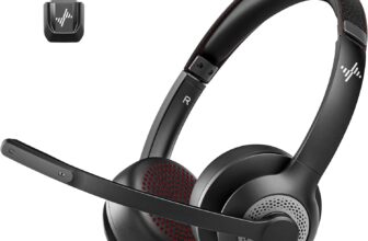 Wireless Headset with Mic for Work, Bluetooth V5.2 Headphones with AI Noise Cancelling Microphone, USB Dongle, Clear Calls & Mic Mute, for Laptop, PC, iPhone & Android Phones $42.48 [ 25% off ]