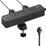 Acozvin Flat Plug Desk Clamp Power Strip with 4 USB Ports for $25.63