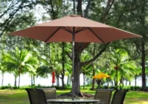 Ainfox 9′ Patio Umbrella with Push Button Tilt & Crank for $30 $30.00
