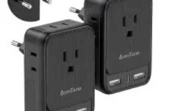 Anntane European Travel Adapter 2-Pack with 4 Outlets & 3 USB Ports for $15.99