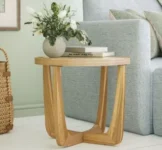 Beautiful by Drew Barrymore Rattan & Glass Side Table for $39