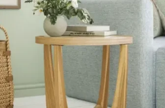 Beautiful by Drew Barrymore Rattan & Glass Side Table for $39