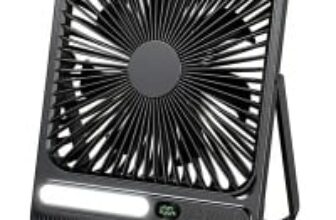 Bivbtp F16 7″ Portable Travel Fan with Timer and LED Light for $11.99