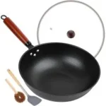 Bretor 13″ Carbon Steel Nonstick Wok Pan with Glass Cover for $19.99