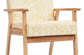 Costway Modern Accent Upholstered Lounge Chair in Yellow Floral for $39