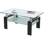 DKLGG Rectangle Glass Coffee Table for $59.99
