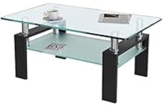 DKLGG Rectangle Glass Coffee Table for $59.99