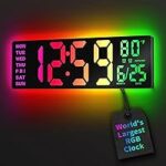 EASYERA 16.5-Inch RGB Digital Wall Clock with Bluetooth Sync for $30.98