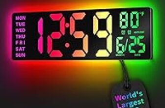 EASYERA 16.5-Inch RGB Digital Wall Clock with Bluetooth Sync for $30.98