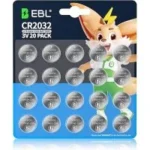 Ebl CR2032 3V Coin Batteries (20-Pack) for $5.39 with Free Shipping