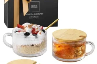 4-Pack ELIXIR GLASSWARE Vintage Glass Coffee Mugs with Lid – $16