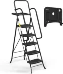 HBTower 5-Step Folding Ladder with Handrail for $100