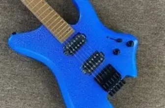 Headless Electric Guitar with Blue and White Ice Cracks for $149.52