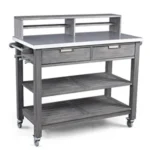 Homestyles Maho Gray Teak Potting Bench with Galvanized Steel Top for $198