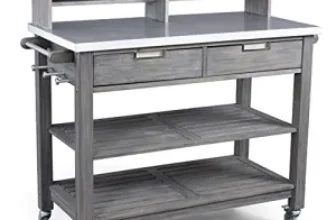 Homestyles Maho Gray Teak Potting Bench with Galvanized Steel Top for $198