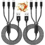 Idison 3-in-1 4ft USB-A to USB-C, Apple Lightning, MicroUSB Cable 2-Pack for $4.94