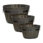 Idzo Set of 3 Wooden Flower Planters with Drainage Holes for $39