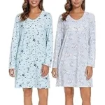 2-Pack Kabento Women’s Long Sleeve Nightgowns for $9.99