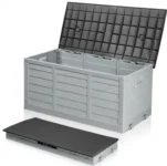 Ktaxon 75-Gallon Outdoor Garden Storage Deck Box with Wheels for $40