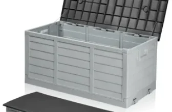 Ktaxon 75-Gallon Outdoor Garden Storage Deck Box with Wheels for $40