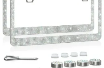 2-Pack LIBERHAUS Stainless Steel Bling License Plate Frames for $5.97