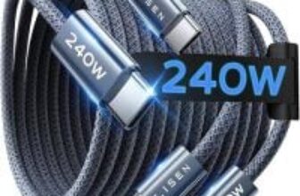 Lisen 6.6ft 240W USB-C to USB-C Cable (2-Pack) for $5.60