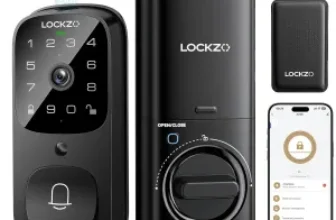 Lockzo 3-in-1 WiFi Doorbell Keyless Entry Smart Lock with Camera for $75 $90