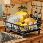 Moukabal 13″x17″ Stainless Steel Dish Rack with Swivel Spout for $22.68