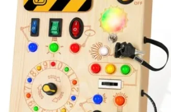 OAKJAR Wooden Toddler Busy Board with LED Lights & Switches for $9.99