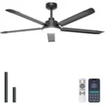 Ohniyou 60″ Aluminum Blade Remote Controlled Ceiling Fan Light for $79.99