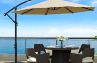 Olilawn 10ft Offset 8-Rib Patio Umbrella with Base for $129.99 $132.99