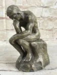 Rodin Thinker Sensual Male Bronze Statue Sculpture for $99.50