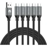 Smallelectric 6ft Braided USB-C to USB-A Cable (5-Pack) $6.99