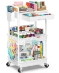 SUNALLY 3-Tier Rolling Cart with Drawer for $13