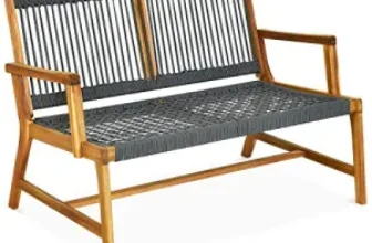 Tangkula 2-Person Acacia Wood Loveseat Chair for $68