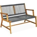 Tangkula Acacia Wood Loveseat Chair for $67.99 – 2-Person Patio Bench