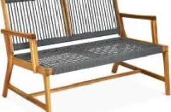 Tangkula Acacia Wood Loveseat Chair for $67.99 – 2-Person Patio Bench