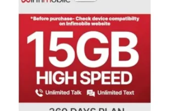12-Month Infimobile Prepaid Plan with Unlimited Talk/Text and 15GB Data for $119