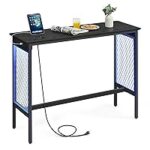 VASAGLE 47.2-Inch Bar Table with Power Outlets and LED Lights for $40.98