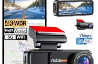 Vlokda 4K + 1080P Dual Dash Camera with 64GB Card Now Only $24