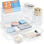 25-Piece Clear Plastic Drawer Organizer Set for $12.91