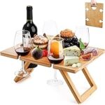 YOUEON Portable Wine Picnic Table with 5 Glass Holder for $13.49