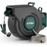 Ayura 100ft x 1/2″ Pro Metal Shaft Retractable Garden Hose Reel with Spray Nozzle for $93.08