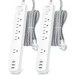 Addtam 8-in-1 1875W/15A Power Strip Surge Protector w/ 5ft Cord (2-Pack) – $18.99