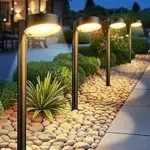 8-Pack Ahaorigin 12-LED Brighter Solar Pathway Lights – Black $25.99